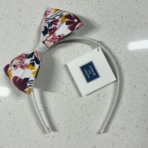 JANIE AND JACK | Floral Bow Headband | White & Blue | One Size - Picture 2 of 4